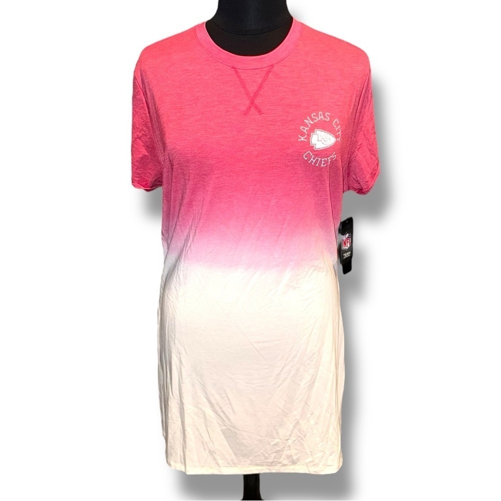 JUNK FOOD KC Chiefs Heathered Red/White Ombre Tri-Blend T-Shirt Dress XXL - Picture 2 of 16